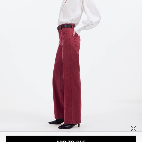 Madewell 
The Emmett Wide-Leg Full-Length Pant in Claret: Patch Pocket - Picture 3 of 10